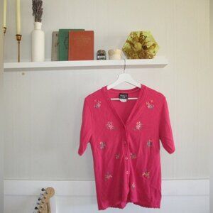 Pink Floral Women's Cardigan